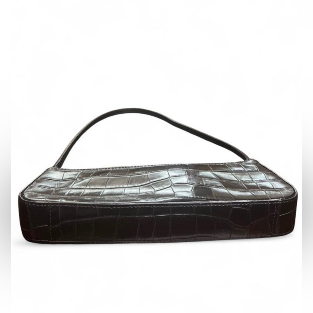 Vintage genuine Italian leather black baguette mini shoulder bag/purse. - Picture 5 of 8